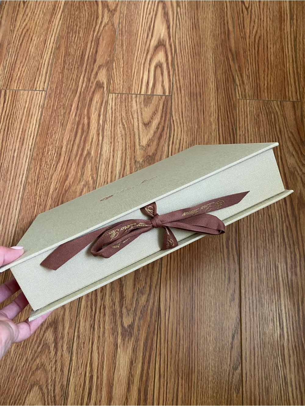LORO PIANA LINEN FABRIC CANVAS LARGE DECOR GIFT LUXURY RIBBON TIE BOX